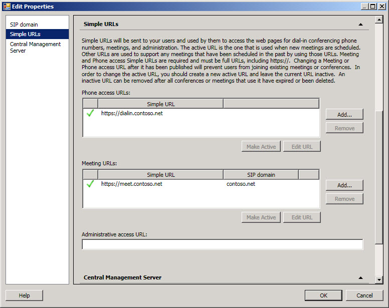 Topology Builder Simple URLs page