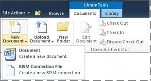 New Document submenu in a SharePoint library