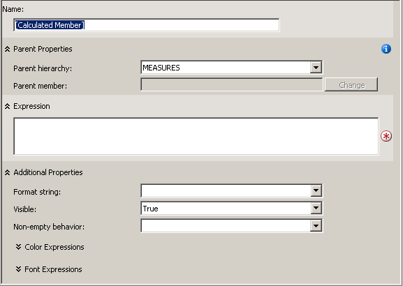 Calculation Expressions pane form