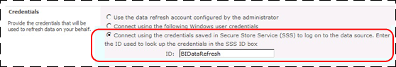 Stored credentials option