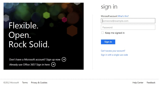 Azure Login Screen