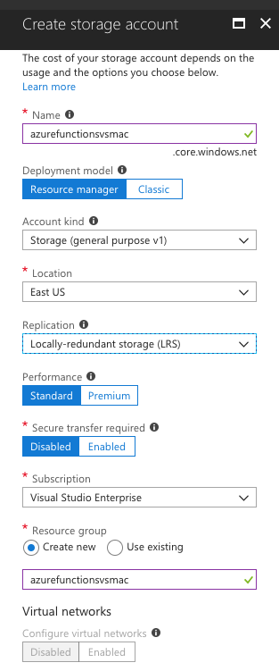 new storage account details