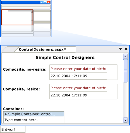 Grafik zu VS ControlDesigners.aspx in der Entwurfsansicht