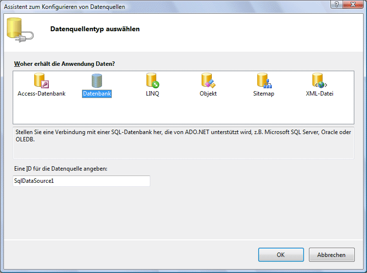 Assistent zum Konfigurieren von Datenquellen