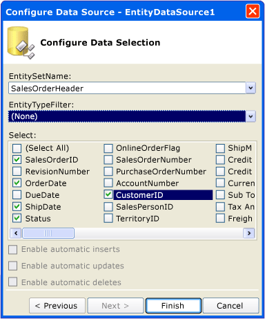 EntityDataSource-Konfigurations-Assistent - Seite 2A