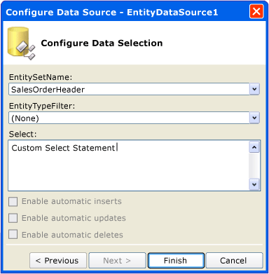 EntityDataSource-Konfigurations-Assistent - Seite 2B