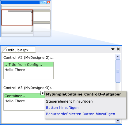 VS-Designer mit benutzerdefinierten Aufgaben zum Hinzufügen von Schaltflächen