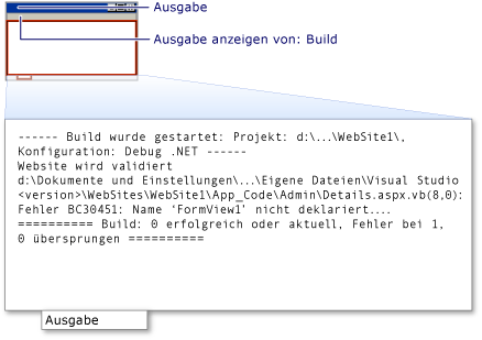 Ausgabefenster mit Buildinformationen