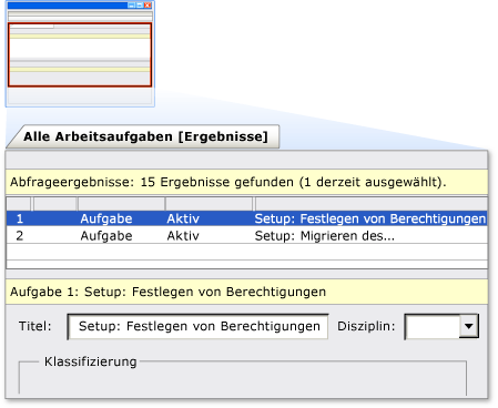 Ansicht "Ergebnisse"