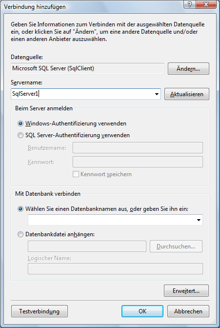 Dialogfeld "Verbindung hinzufügen"