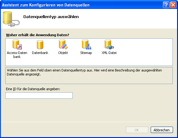 Assistent zum Konfigurieren von Datenquellen