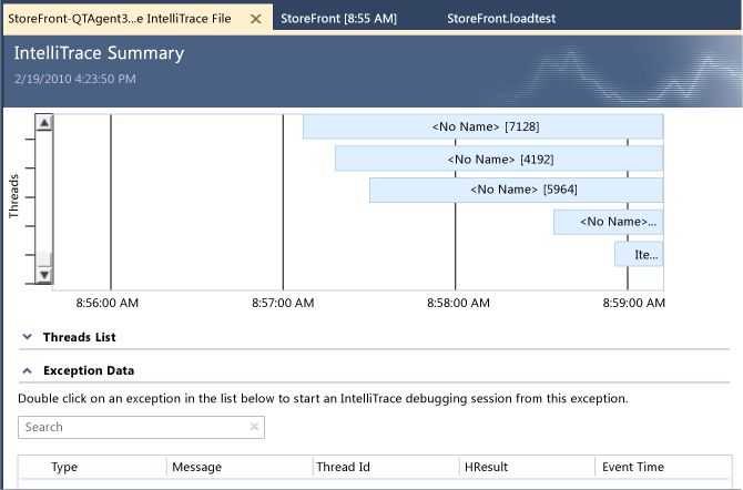 IntelliTrace Summary