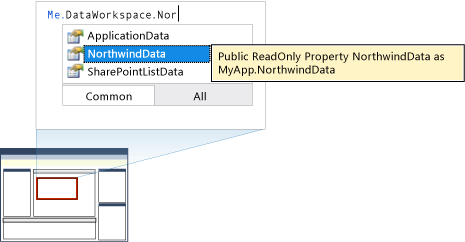 Objekt DataWorkspace vlastností zdroje dat