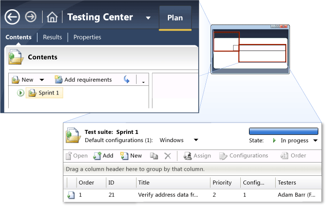 Nástroje Microsoft Test Manager - testovací Centrum - obsah