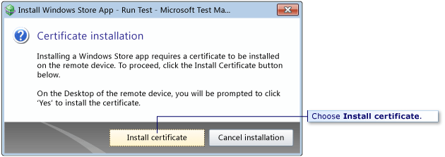 Test certifikátu – dialogové okno