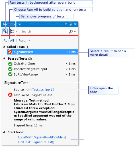 Otestujte aplikaci Explorer zobrazuje tlačítko Spustit vše