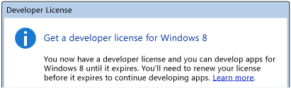 Potvrzení licence Windows developer