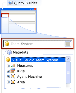 Tvůrce dotazů – klepněte na tlačítko krychle Team System