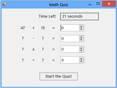 Math kvízu v průběhu