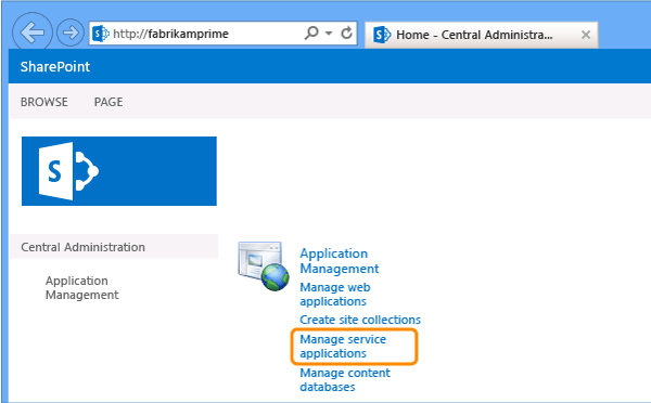 Zvolte spravovat aplikace služeb