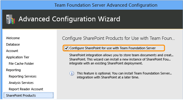 Zvolte ke konfiguraci služby SharePoint