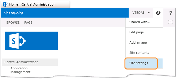 Otevřete nastavení webu SharePoint 2013 PS