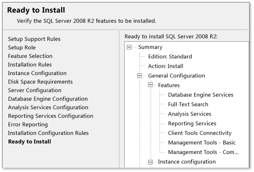 Instalace systému SQL Server 2008 R2 – připraveno