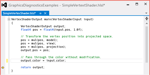 Upravené vrcholu kódu shaderu.