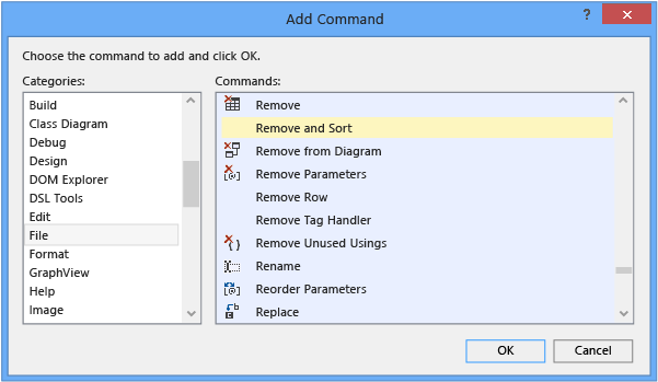 Příkaz dialogové okno Přidat v sadě Visual Studio