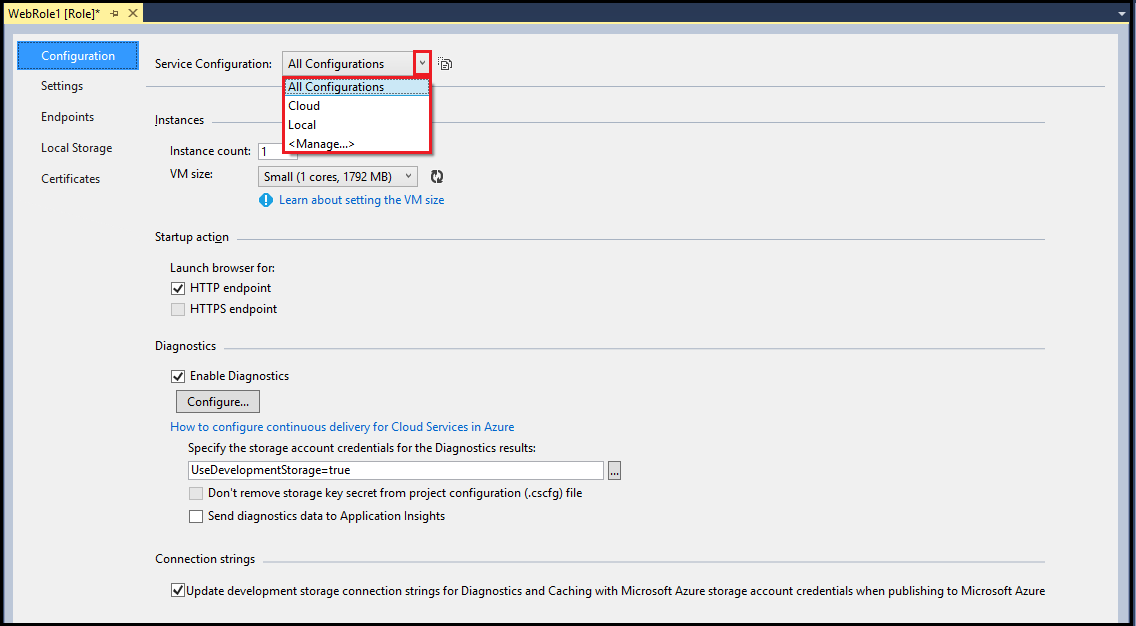 Service Configuration list