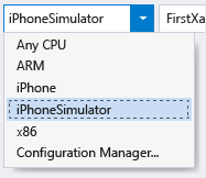 Selecting the iPhoneSimulator build target