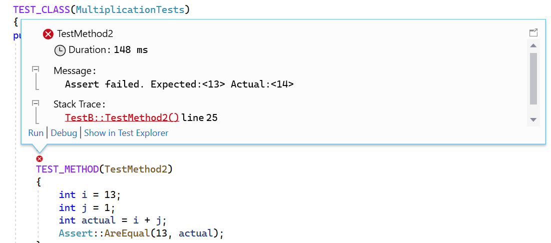 C++ CodeLens Run and Debug