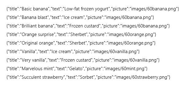 Displaying the data source contents without a template.