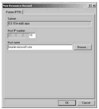 Figure 19-8: You can add PTR records later, if necessary, with the New Resource Record dialog box.