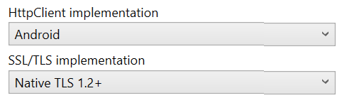 Konfigurace HttpClient a TLS v sadě Visual Studio pro zařízení s Androidem