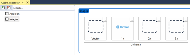 Snímek obrazovky se sadou obrázků obsahující obrázek v sadě Visual Studio