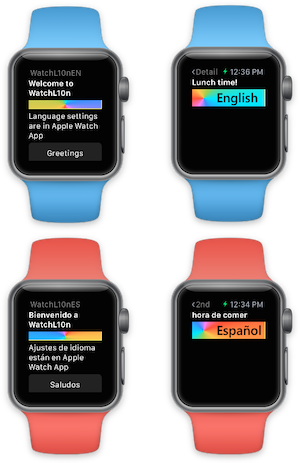 Apple Watch zobrazující lokalizovaný obsah