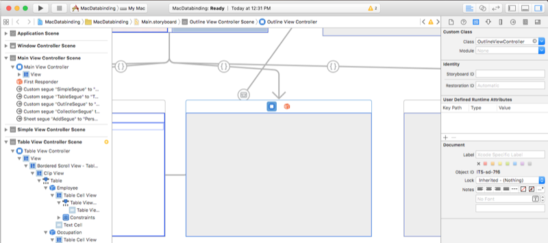 Přidání nového kontroleru zobrazení s třídou s názvem OutlineViewController.