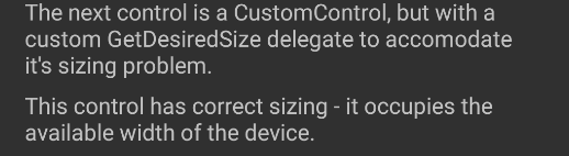 Android CustomControl s vlastním delegátem GetDesiredSize