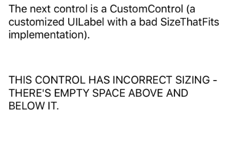 iOS CustomControl s chybnou implementací SizeThatFits