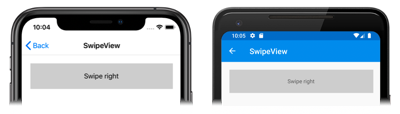Snímek obrazovky s obsahem SwipeView v iOSu a Androidu