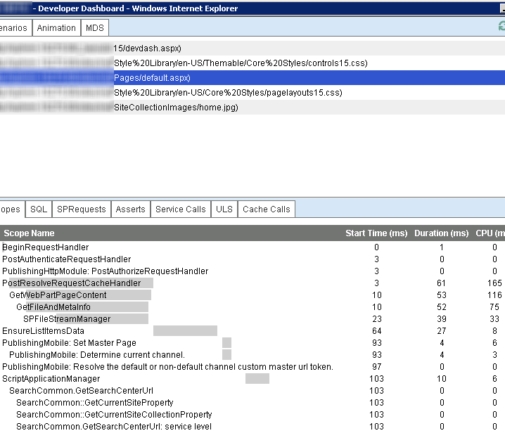 Developer dashboard