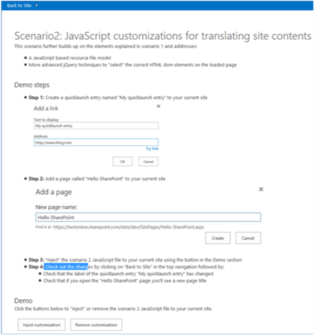 Screenshot of the start page for Scenario 2