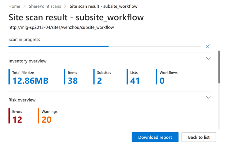 review the scan results on the dashboard