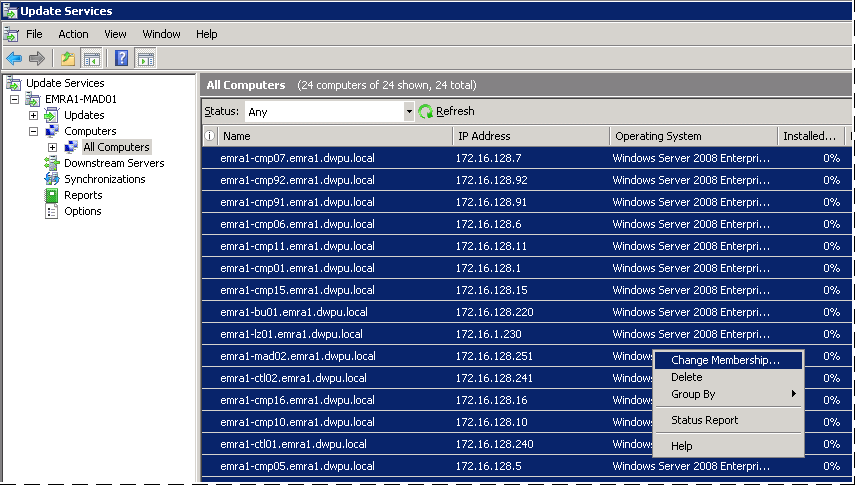 Change membership for all PDW computers.