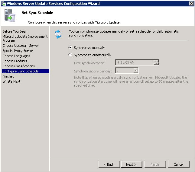 Set sync schedule