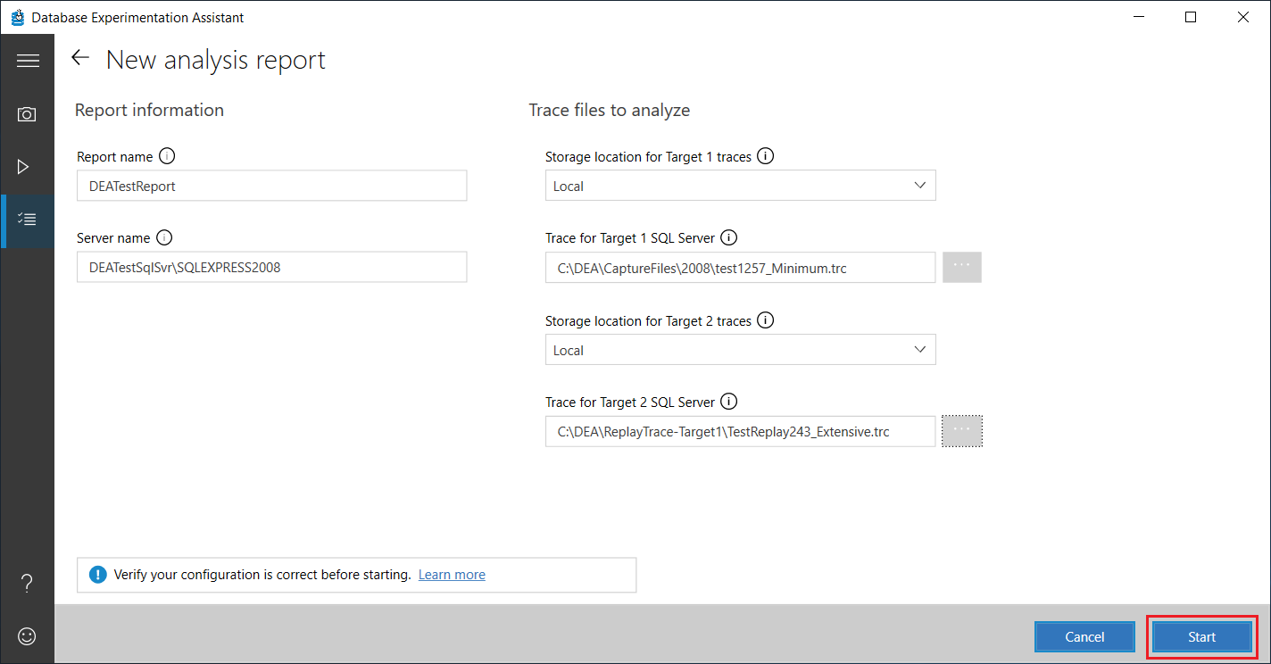 Specify new analysis report details