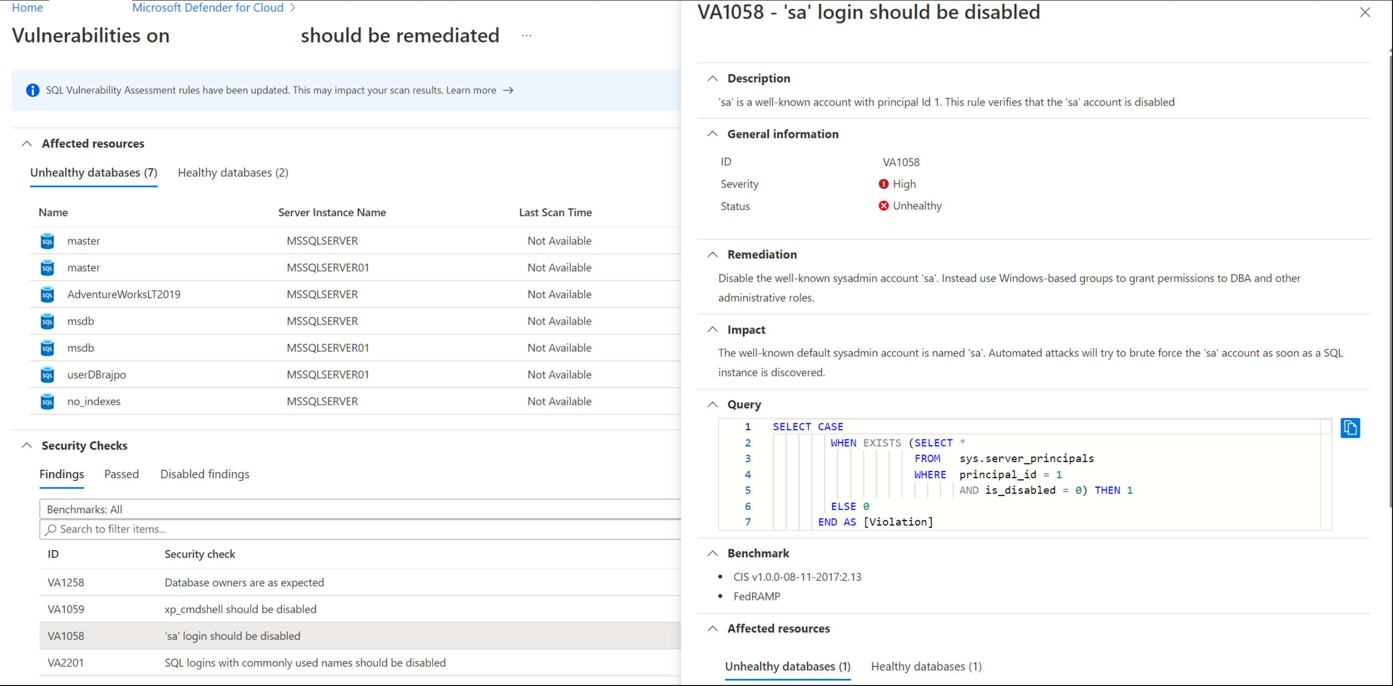 Screenshot showing the Vulnerability report.