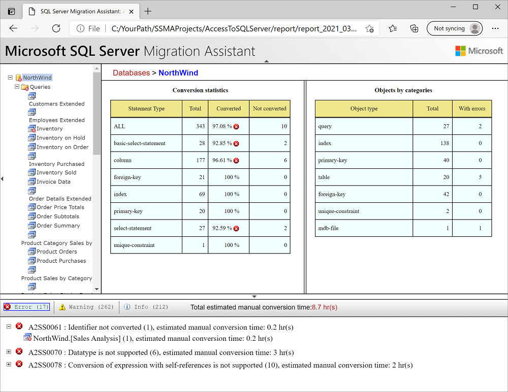 Screenshot that shows a sample report.