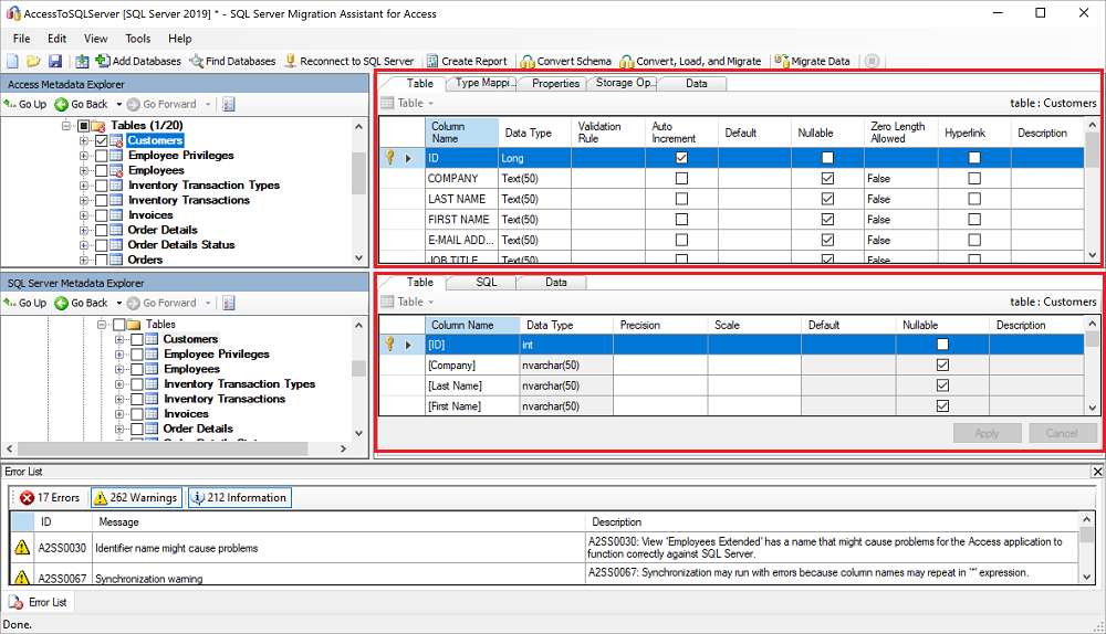 Screenshot that shows reviewing converted objects.